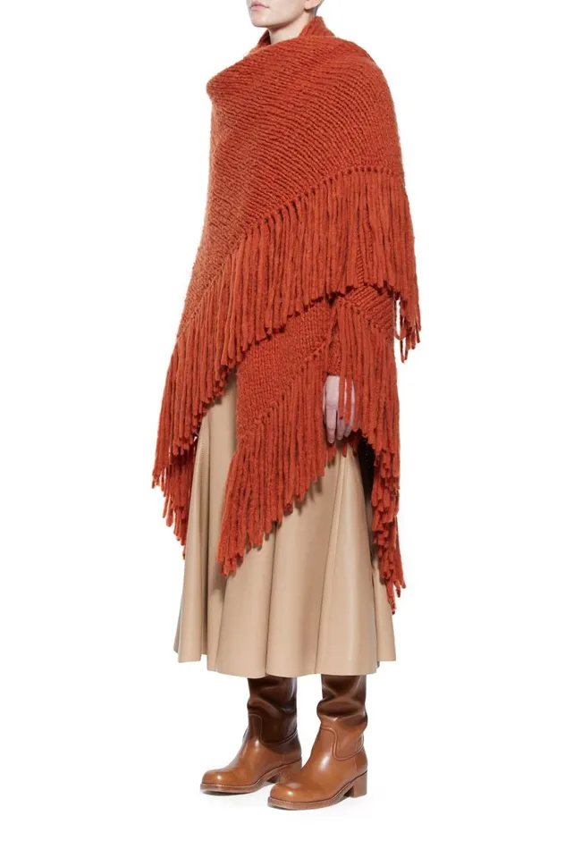 Women Knitwear Gabriela Hearst Lauren Knit Wrap In Copper Welfat Cashmere