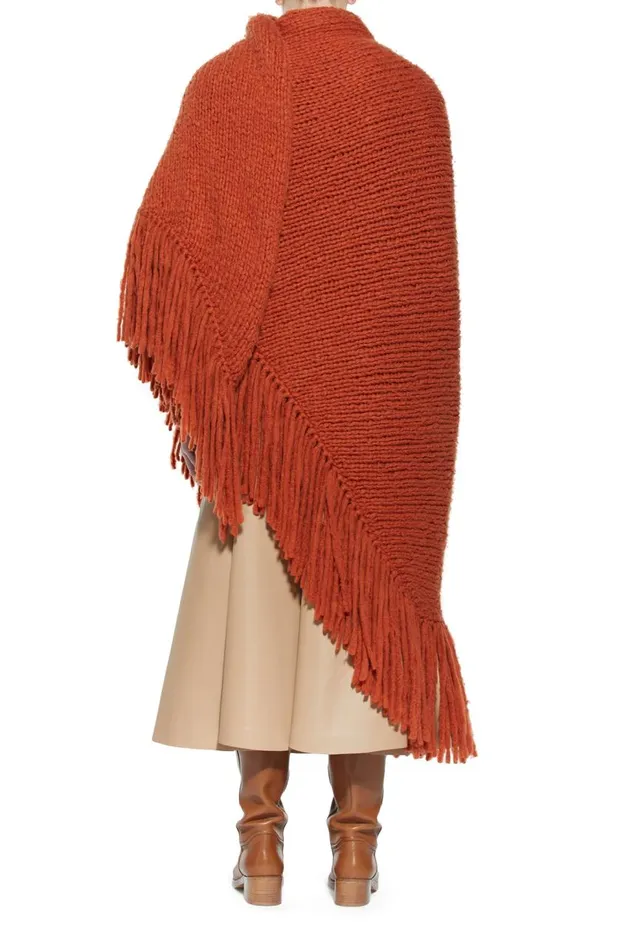 Women Knitwear Gabriela Hearst Lauren Knit Wrap In Copper Welfat Cashmere