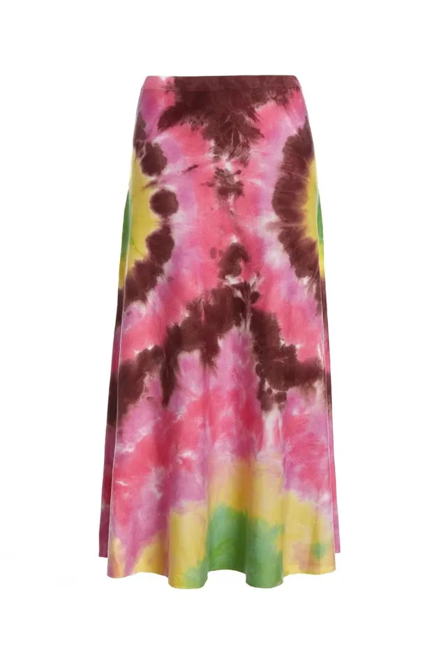 Women Knitwear Gabriela Hearst Olive Knit Skirt In Multi Tie Dye Cashmere