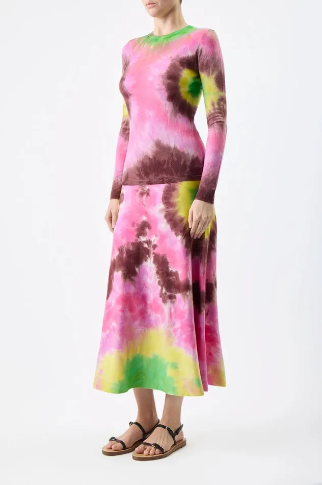 Women Knitwear Gabriela Hearst Olive Knit Skirt In Multi Tie Dye Cashmere