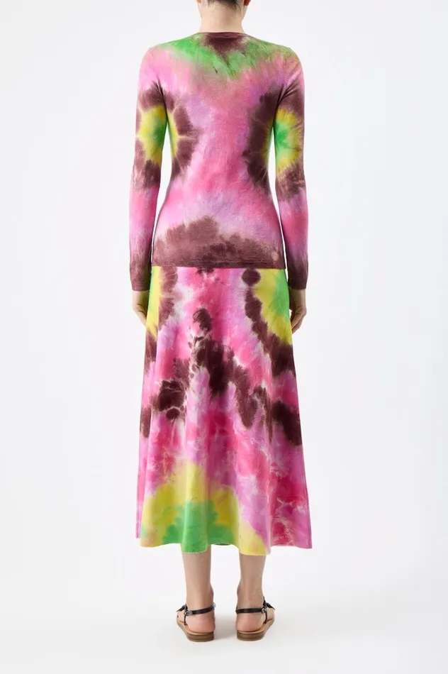 Women Knitwear Gabriela Hearst Olive Knit Skirt In Multi Tie Dye Cashmere
