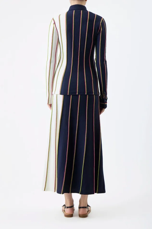 Women Knitwear Gabriela Hearst Tessa Knit Shirt In Navy Multi Striped Merino Wool
