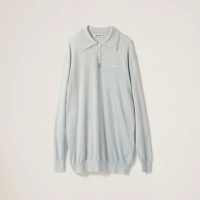 Women Knitwear Miu Miu Cashmere Knit Polo Shirt Marigold