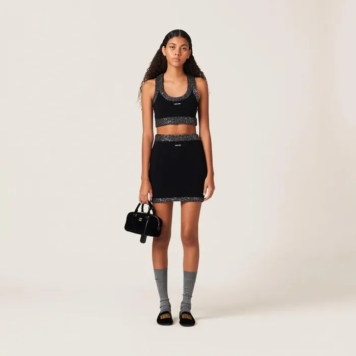 Women Knitwear Miu Miu Cashmere Miniskirt Blackblack Women Knitwear Miu Miu Cashmere Miniskirt Blackblack