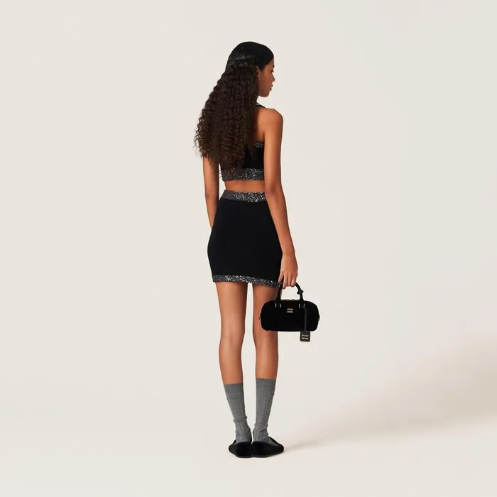 Women Knitwear Miu Miu Cashmere Miniskirt Blackblack Women Knitwear Miu Miu Cashmere Miniskirt Blackblack