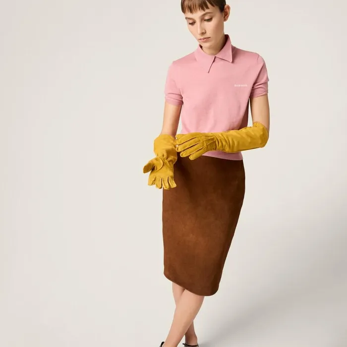 Women Knitwear Miu Miu Silk And Cashmere Polo Shirt Mauve Women Knitwear Miu Miu Silk And Cashmere Polo Shirt Mauve