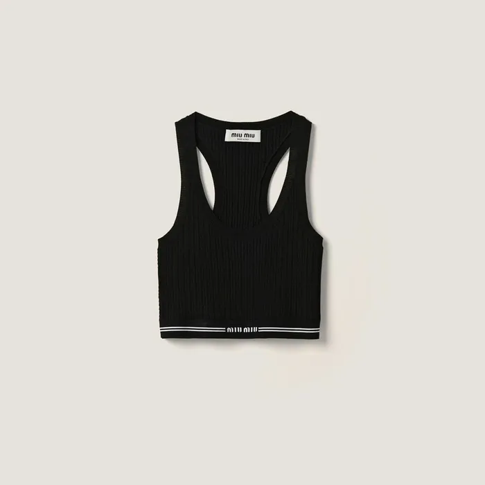 Women Knitwear Miu Miu Viscose Top Black