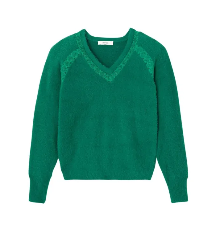 Women Lace Detail Jumper 8211 Green Promod Jumpers And Cardigans Women Lace Detail Jumper 8211 Green Promod Jumpers And Cardigans