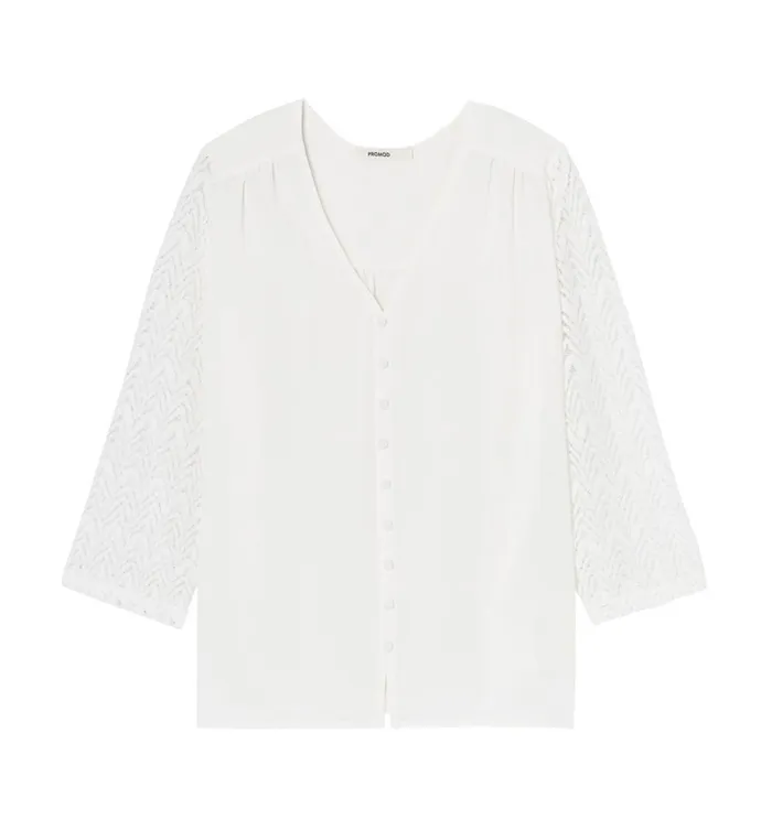 Women Lace Detail Shirt 8211 Ecru Promod Shirts And Tunics Women Lace Detail Shirt 8211 Ecru Promod Shirts And Tunics