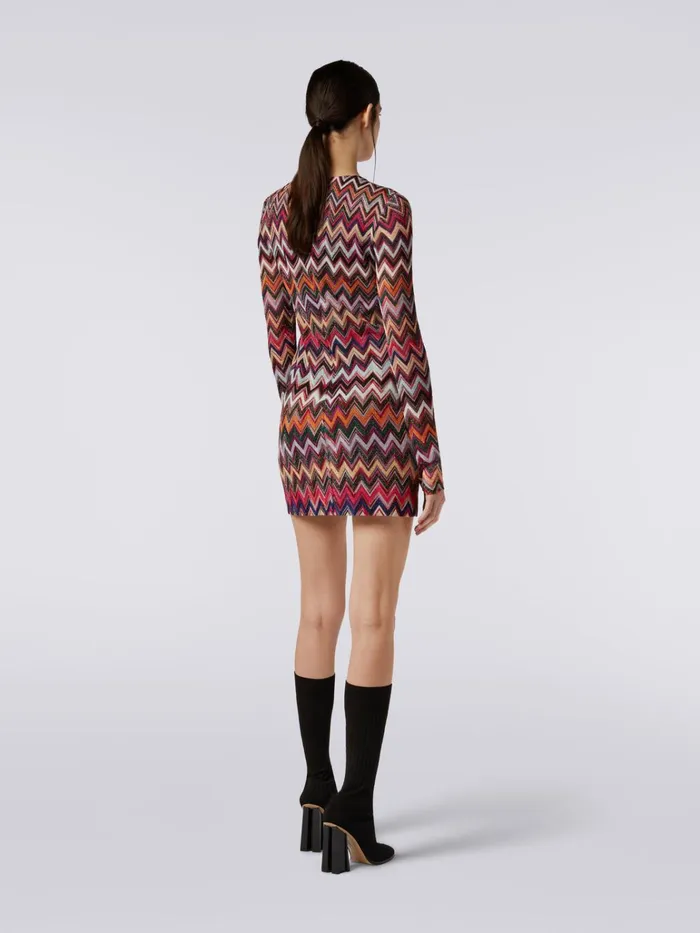 Women Lam Viscose Chevron Mini Dress With V Neckline Multicoloured Missoni Dresses Women Lam Viscose Chevron Mini Dress With V Neckline Multicoloured Missoni Dresses