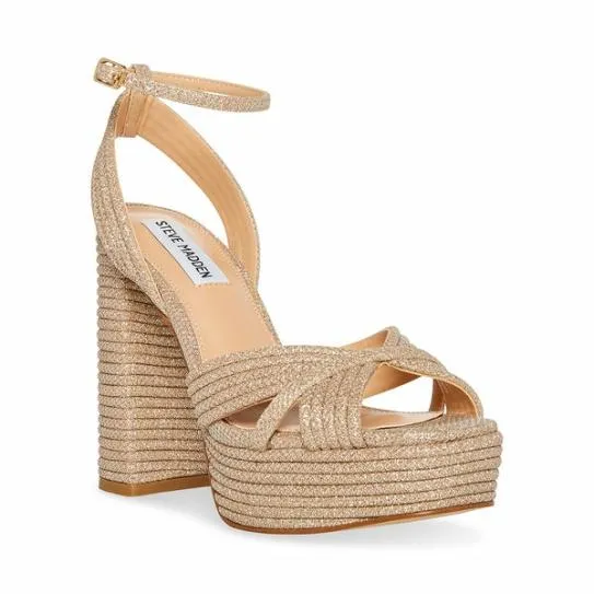 Women LAUREL GOLD GLITTER Gold Glitter Steve Madden Heels Women LAUREL GOLD GLITTER Gold Glitter Steve Madden Heels
