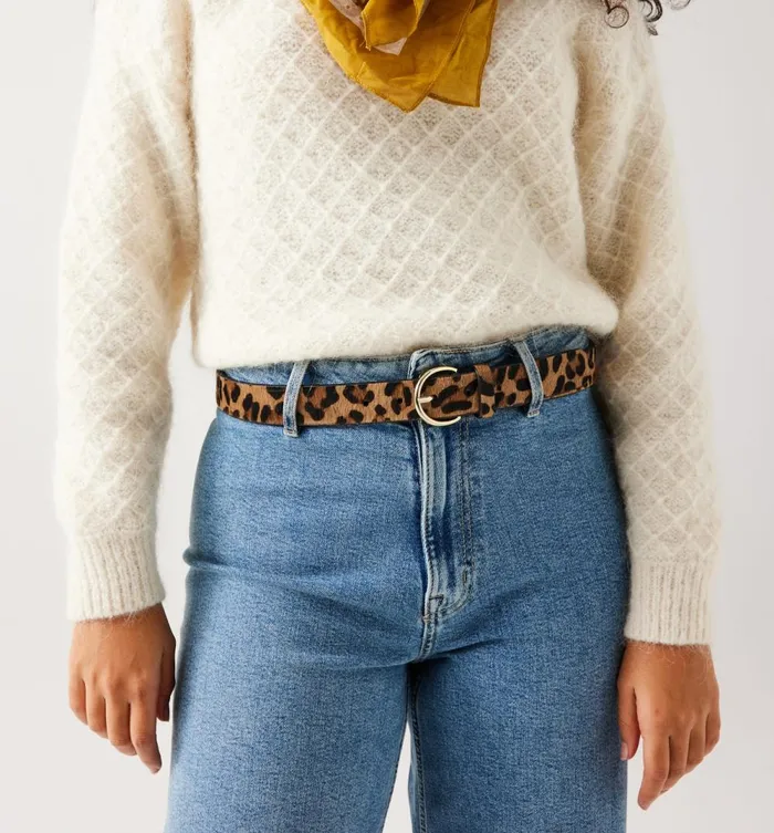 Women Leather Leopard Pattern Belt 8211 Multicolour Print Promod Belts