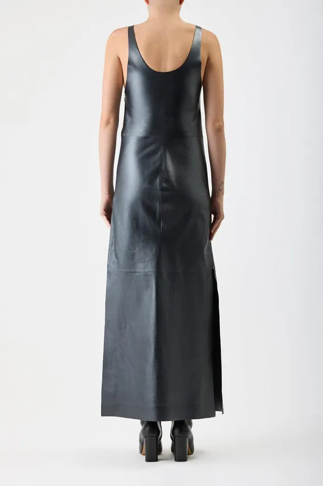 Women Leathers Gabriela Hearst Ellson Dress In Black Metallic Nappa Leather