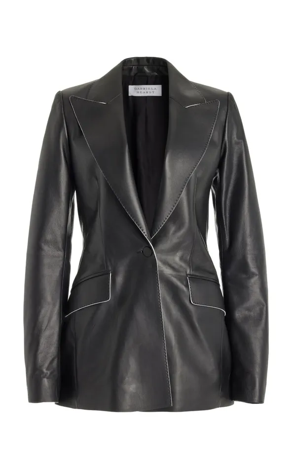 Women Leathers Gabriela Hearst Leiva Blazer In Black Nappa Leather