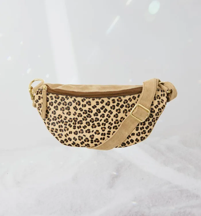 Women Leopardskin Banana Bag 8211 Camel Promod Bags