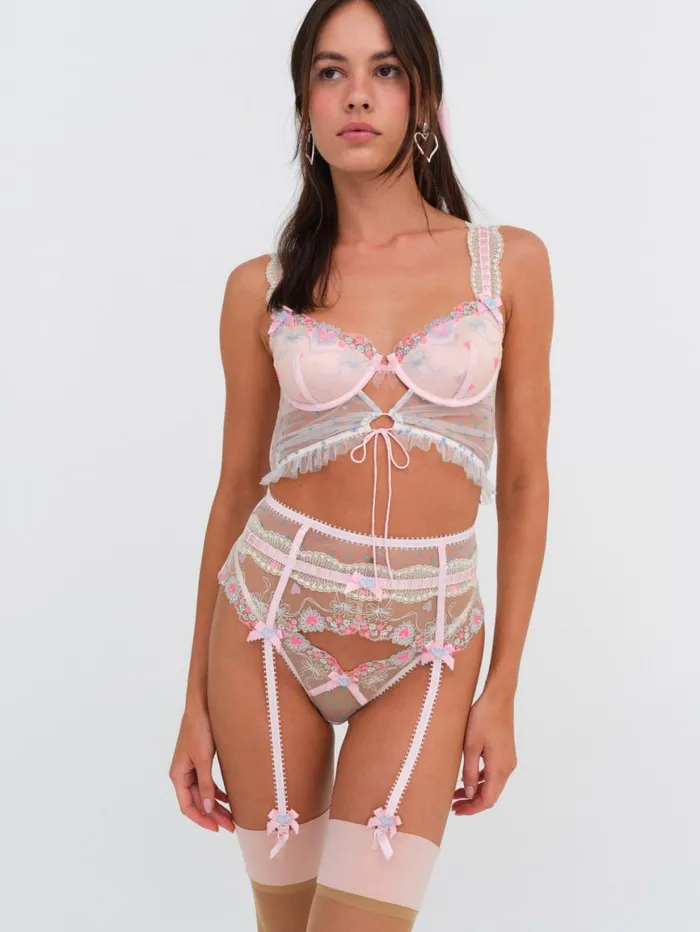 Women Lingerie For Love and Lemons Gabriella Garter Belt Pink