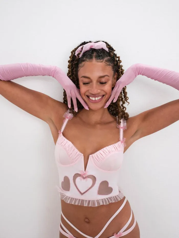 Women Lingerie For Love and Lemons Heart Bustier Pink