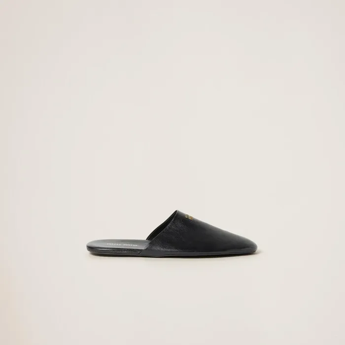 Women Loafers And LaceUps Miu Miu Leather Slippers Black Women Loafers And LaceUps Miu Miu Leather Slippers Black