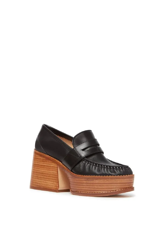 Women Loafers Gabriela Hearst Augusta Platform Loafer In Black Leather