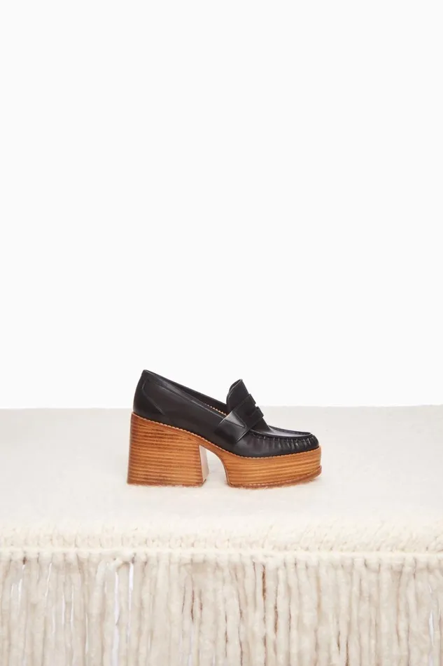 Women Loafers Gabriela Hearst Augusta Platform Loafer In Black Leather