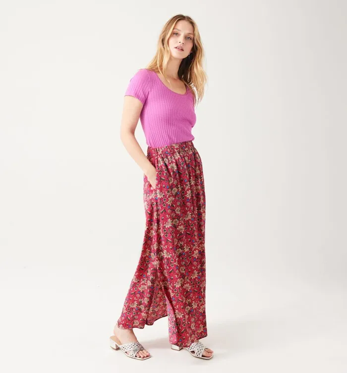 Women Long Patterned Skirt 8211 Pink Print Promod Skirts Women Long Patterned Skirt 8211 Pink Print Promod Skirts