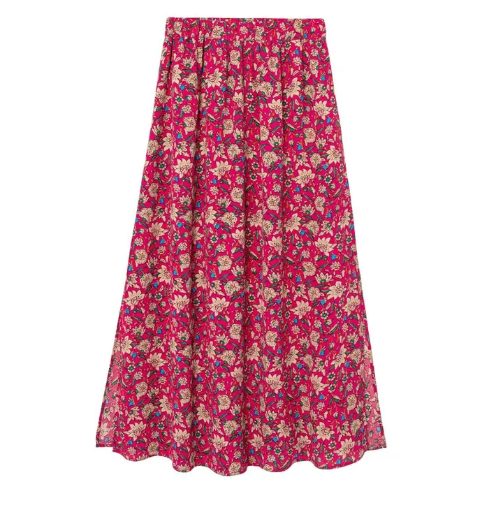 Women Long Patterned Skirt 8211 Pink Print Promod Skirts Women Long Patterned Skirt 8211 Pink Print Promod Skirts