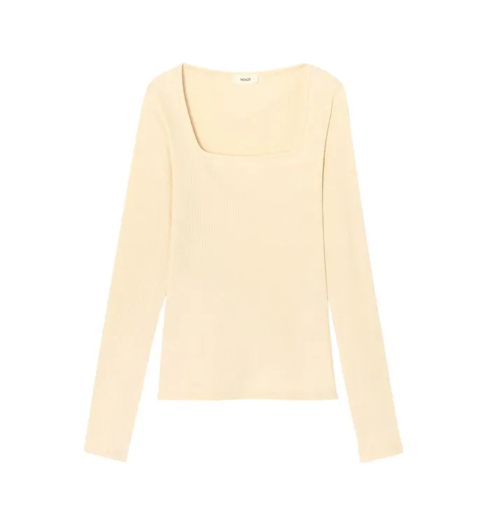 Women Long Sleeved Rib Top 8211 Beige Promod Tops Women Long Sleeved Rib Top 8211 Beige Promod Tops