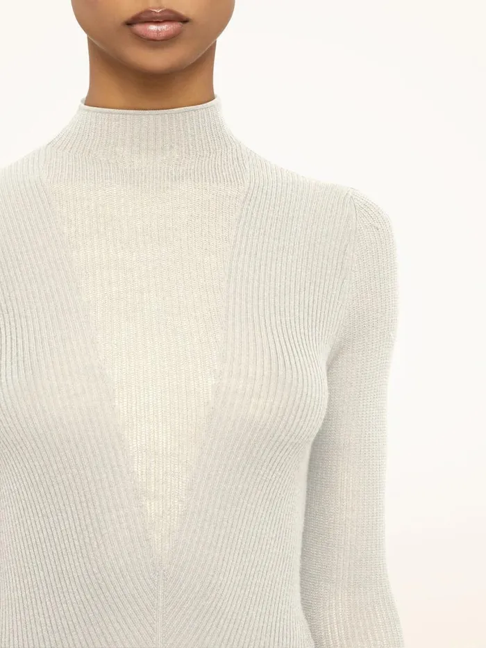 Women Longsleeved Tops Wolford Aurora Rib Net Top Long Sleeves Ecrue