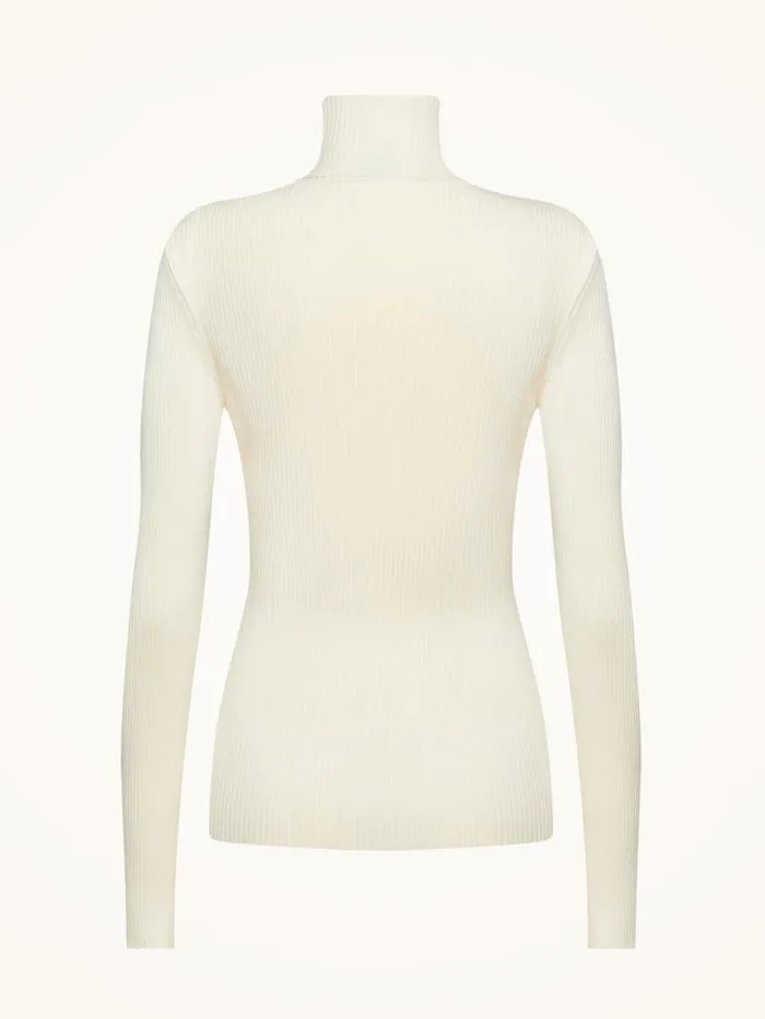 Women Longsleeved Tops Wolford Merino Fine Rib Top Long Sleeve Ecrue