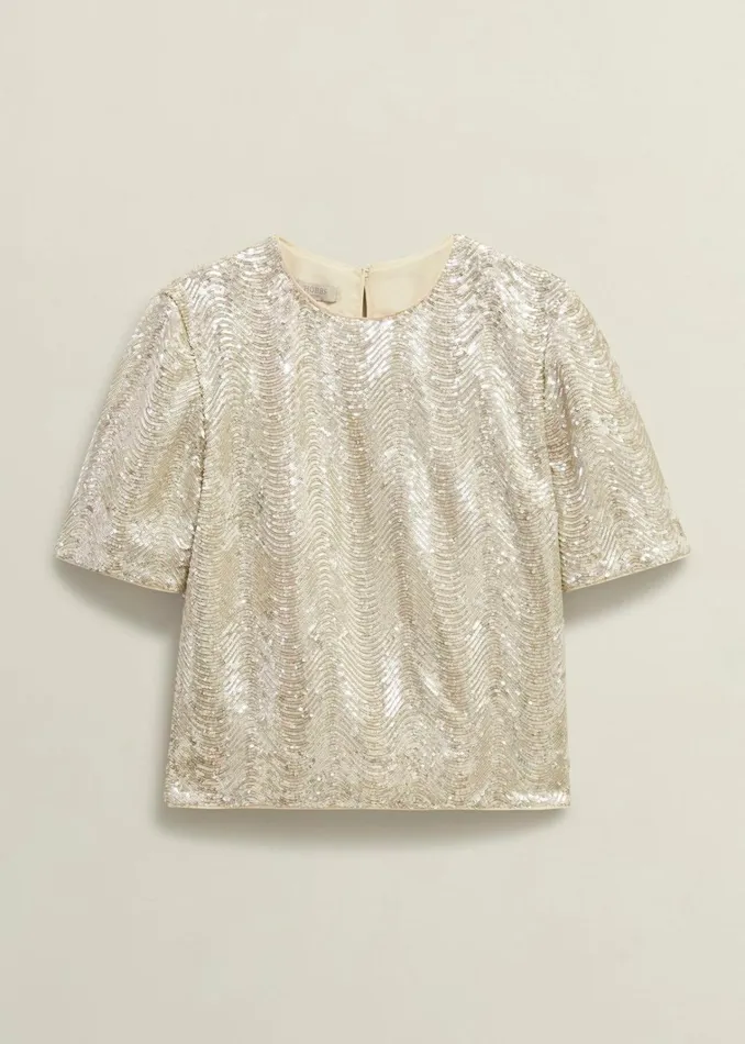 Women Marlowe Sequin Top Silver Hobbs Tops