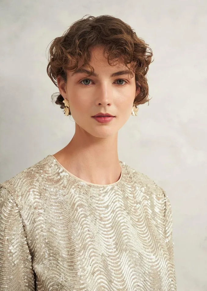 Women Marlowe Sequin Top Silver Hobbs Tops