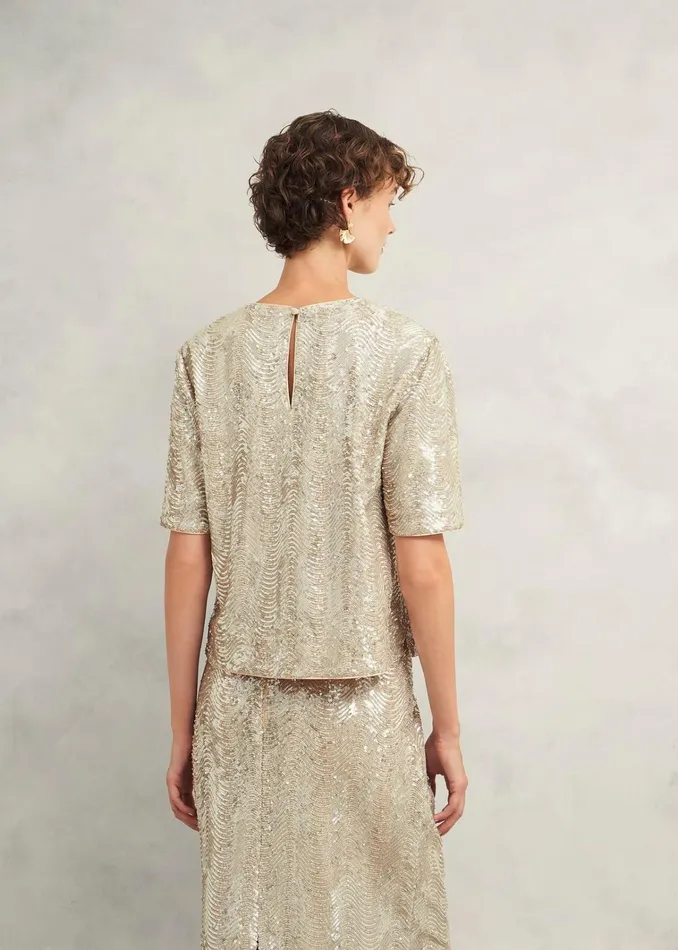 Women Marlowe Sequin Top Silver Hobbs Tops