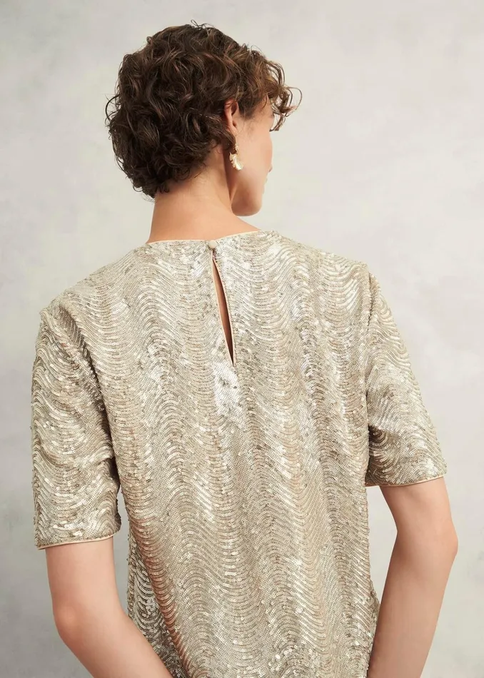 Women Marlowe Sequin Top Silver Hobbs Tops