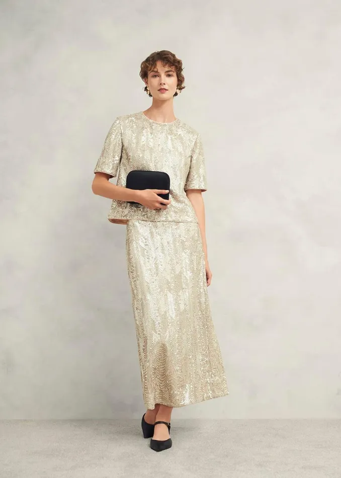 Women Marlowe Sequin Top Silver Hobbs Tops