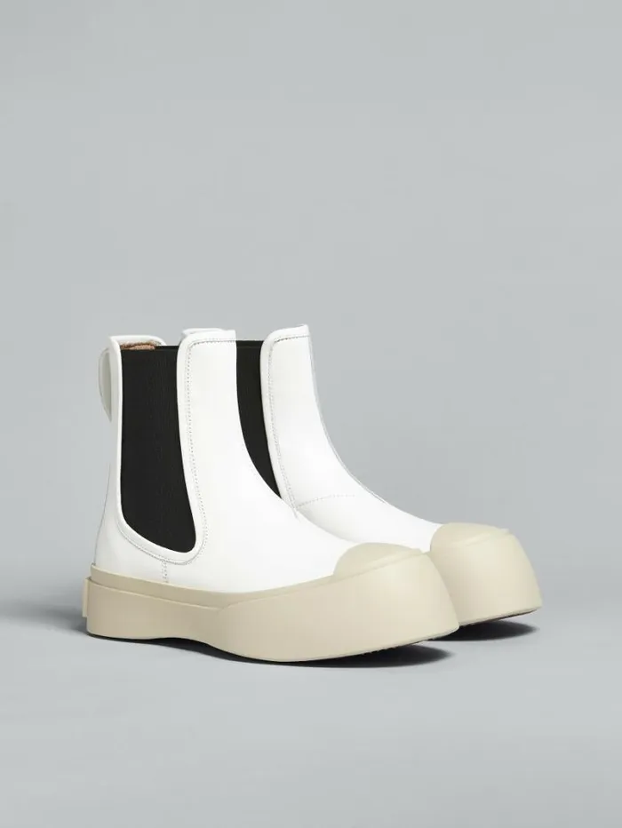 Women Marni Boots White Leather Pablo Chelsea Boot