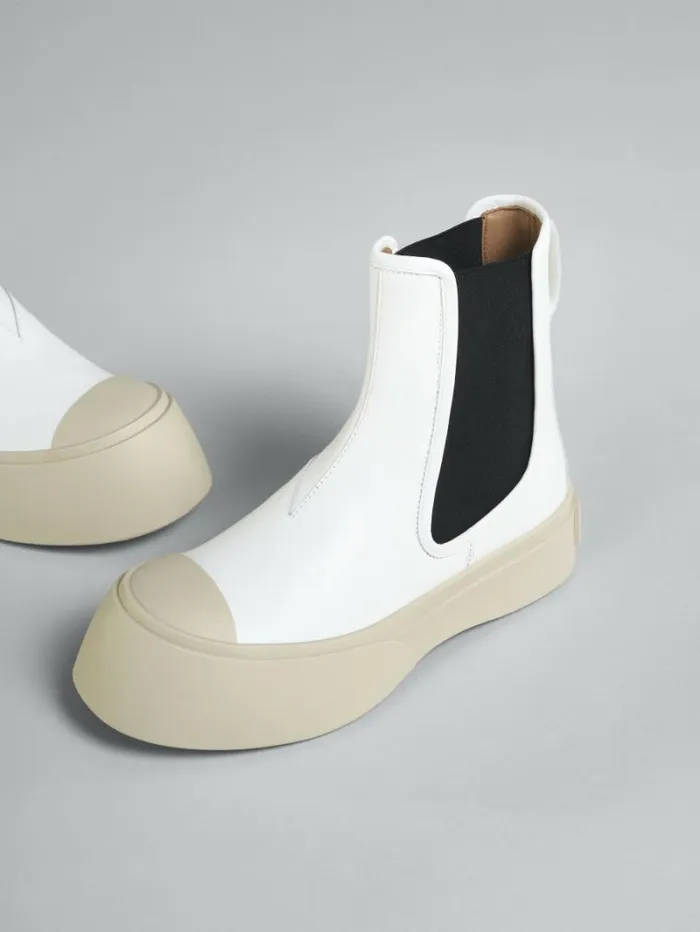 Women Marni Boots White Leather Pablo Chelsea Boot