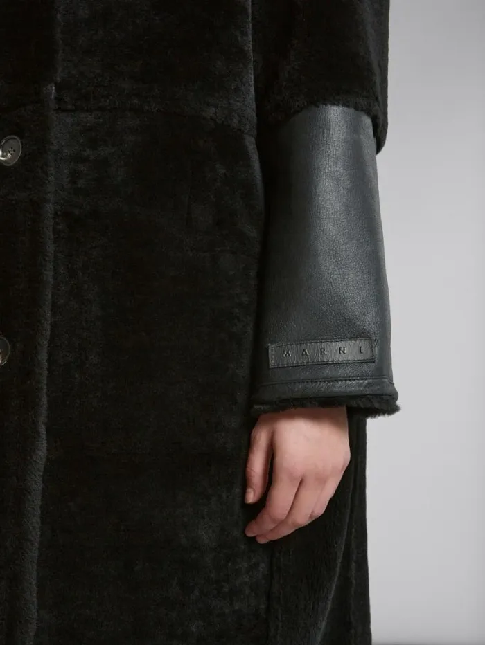Women Marni Coats and Jackets Black Reversible Shearling Coat