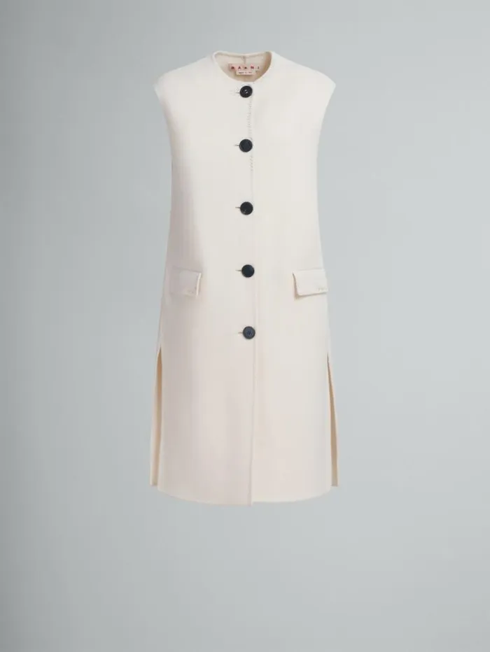 Women Marni Coats and Jackets White Felt Sleeveless Jacket
