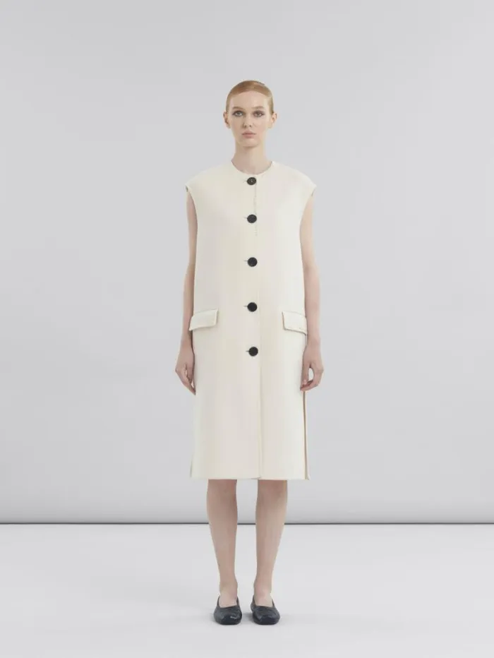 Women Marni Coats and Jackets White Felt Sleeveless Jacket