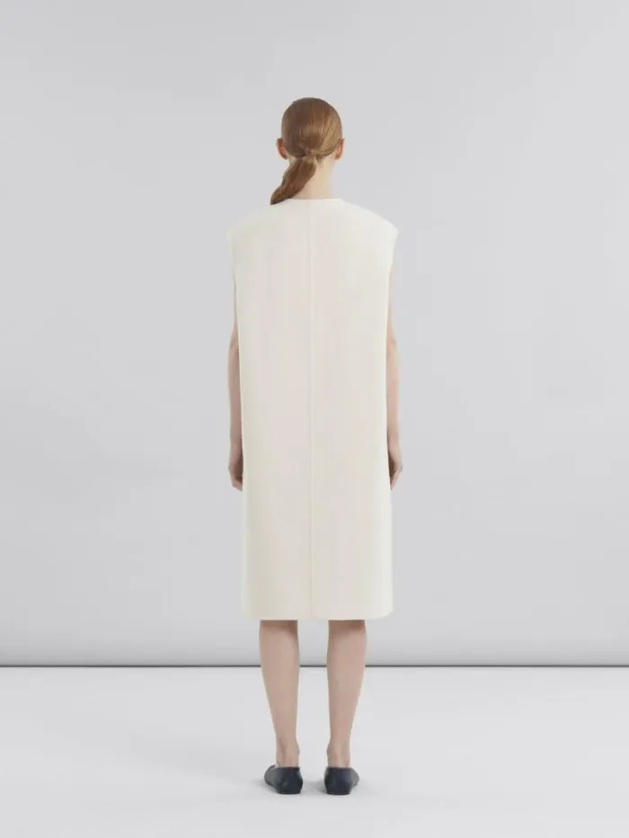 Women Marni Coats and Jackets White Felt Sleeveless Jacket