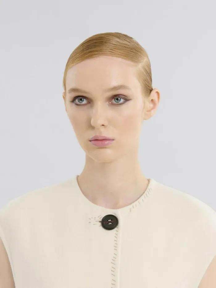 Women Marni Coats and Jackets White Felt Sleeveless Jacket