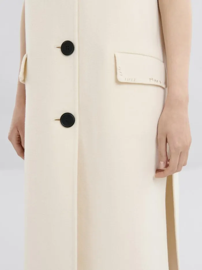 Women Marni Coats and Jackets White Felt Sleeveless Jacket