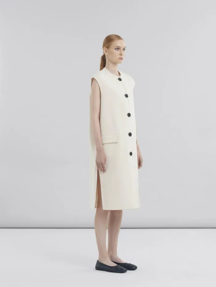 Women Marni Coats and Jackets White Felt Sleeveless Jacket