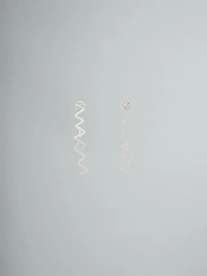Women Marni Earrings Palladium Metal Marni Symbol Drop Earrings
