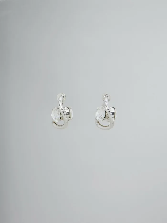 Women Marni Earrings Twisted Hoop Earrings With Rhinestone Details