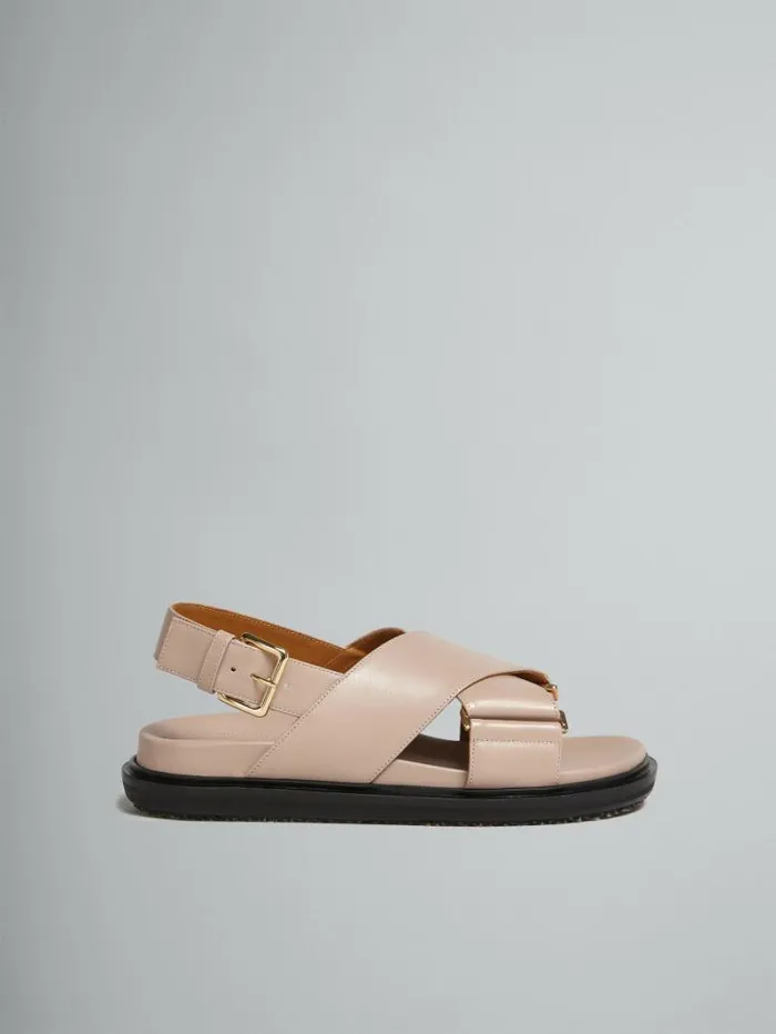 Women Marni Fussbett Beige Leather Fussbett