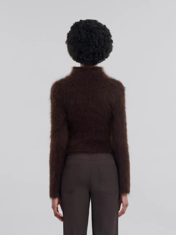 Women Marni Knitwear Brushed Brown Mohair Turtleneck