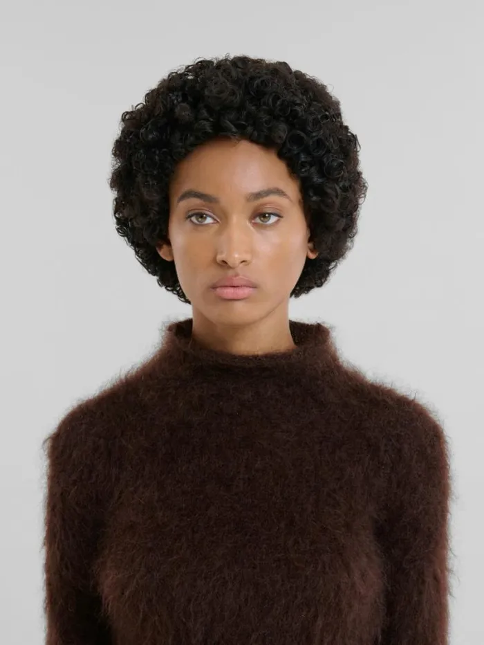 Women Marni Knitwear Brushed Brown Mohair Turtleneck