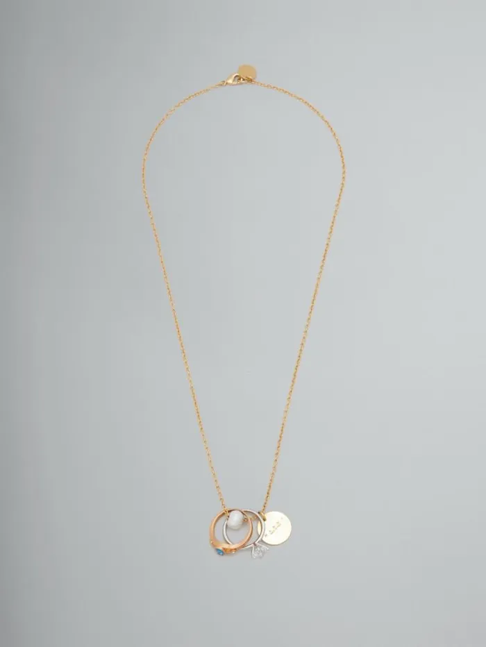 Women Marni Necklaces Chain Necklace With Pearl And Ring Charms