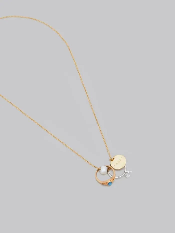 Women Marni Necklaces Chain Necklace With Pearl And Ring Charms